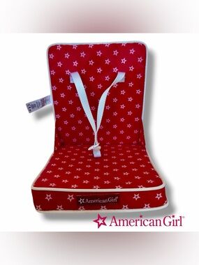 American Girl Foldable Travel Seat 18" Doll Booster Chair Red White Stars 2018